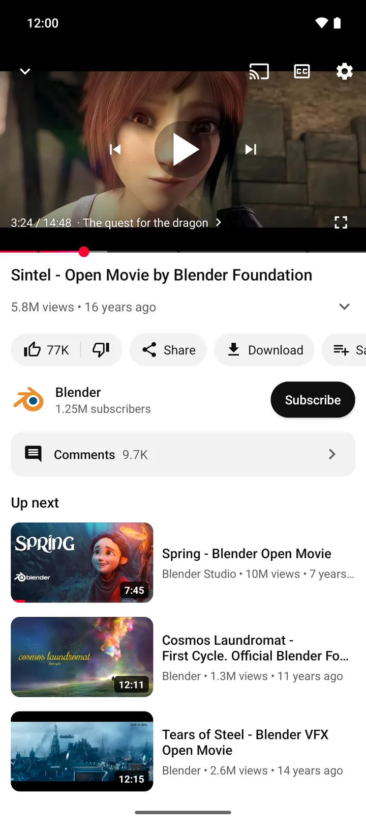 Halaman video NewTube dengan tema terang dan tombol kontrol yang mudah disentuh